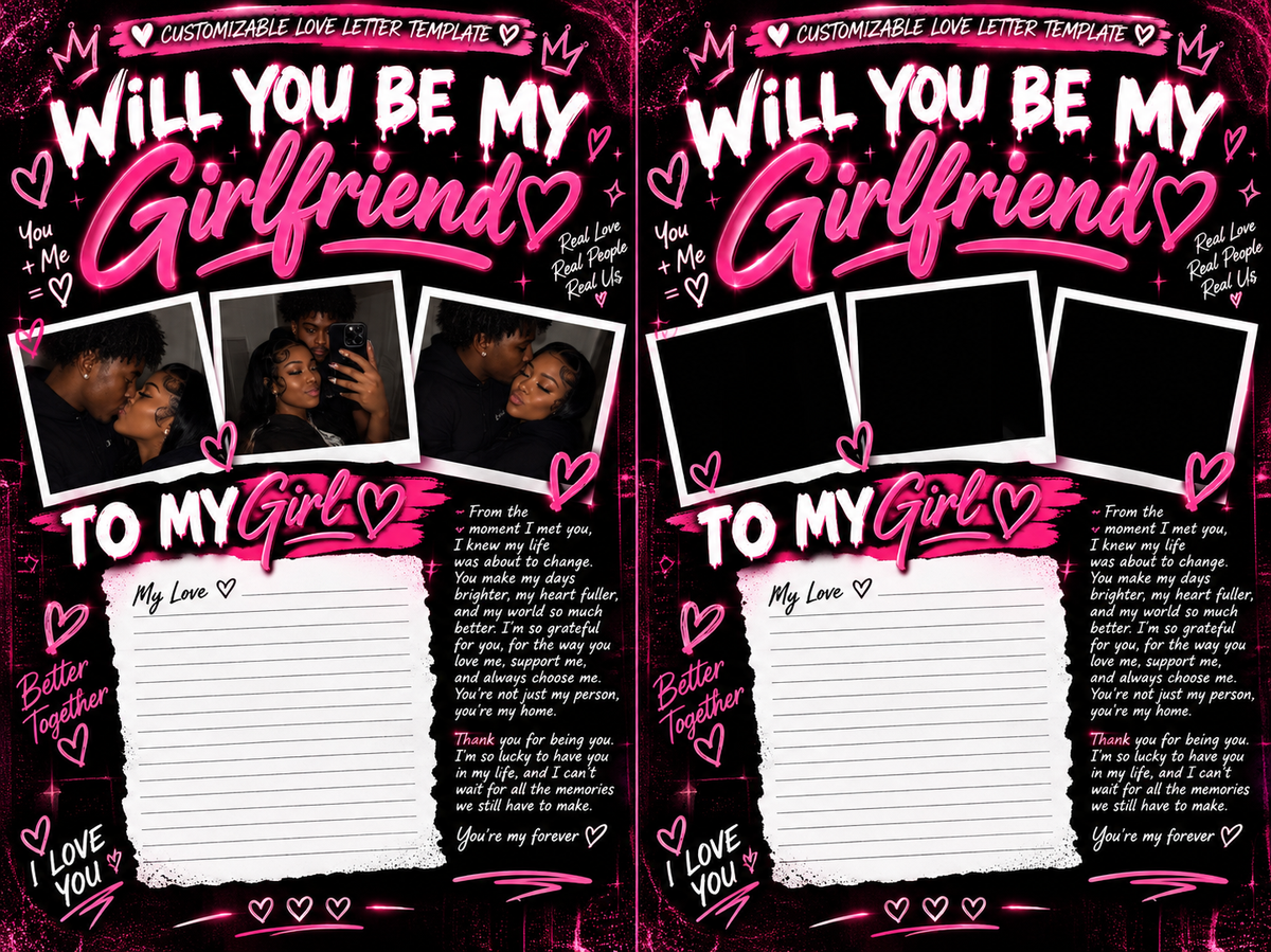 WILL YOU BE MY GIRLFRIEND TEMPLATE | Edit In Canva